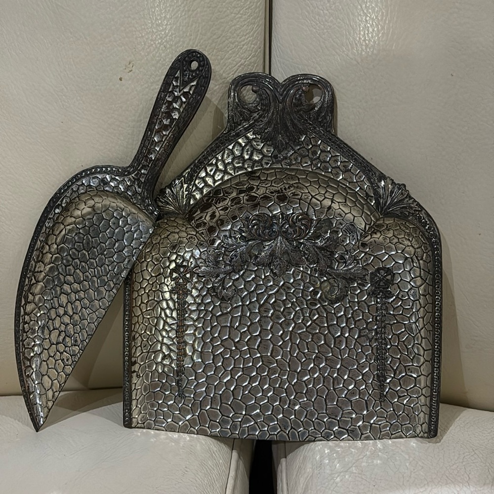 Vintage Ornate Metal Japan Crumb Tray Scraper Embossed